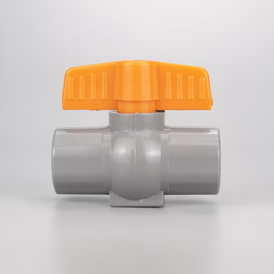 Pntek China Suppliers One Piece Butterfly Octagonal PVC Ball Valve with Orange Body Long Handle